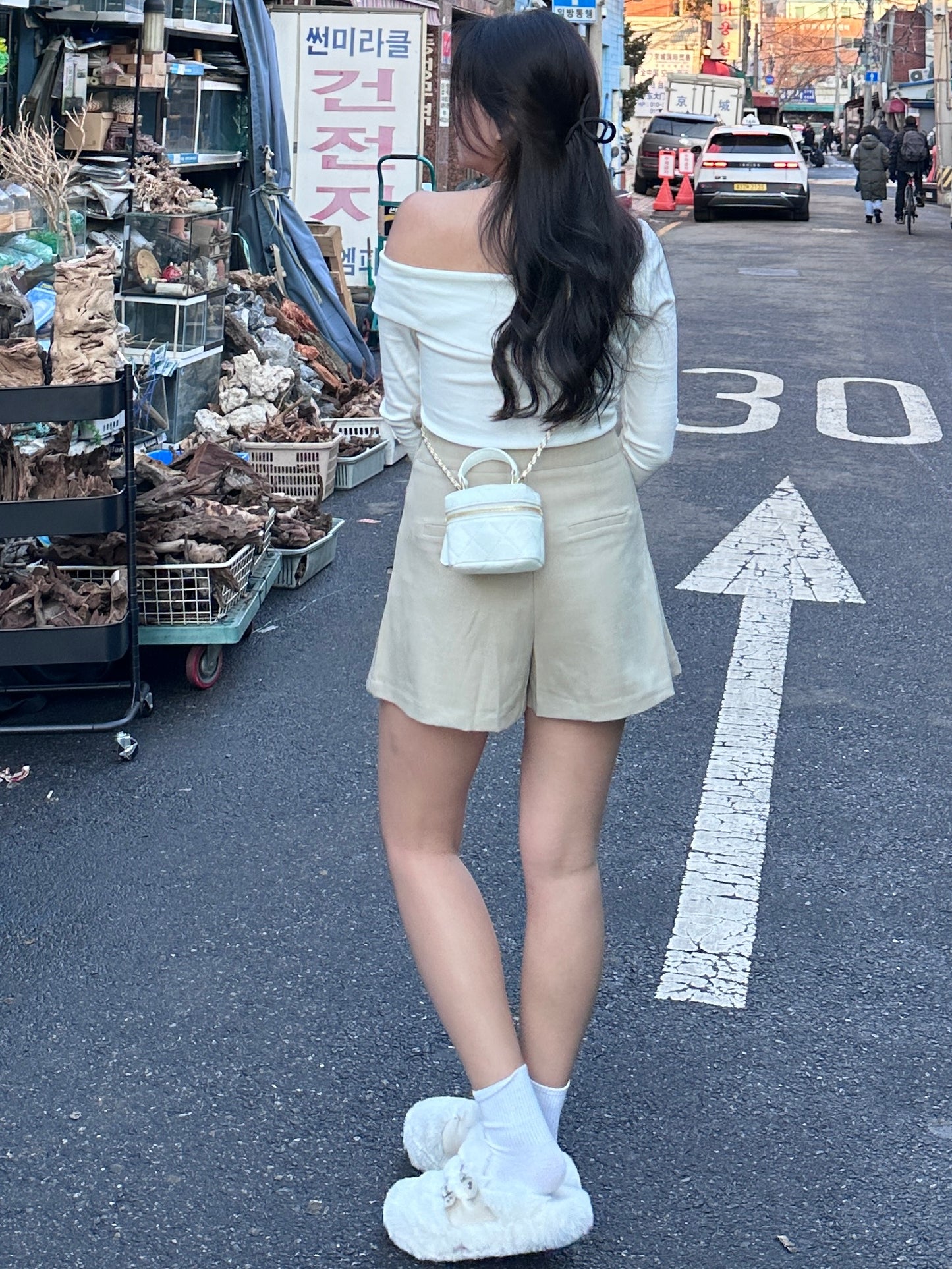 強推燕麥綁帶百摺裙褲