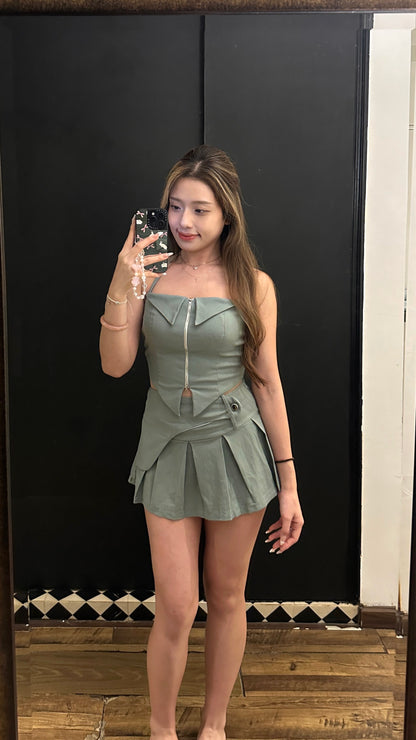 牛油果綠拉鏈套裝