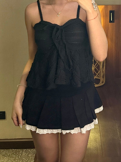蕾絲百摺短裙